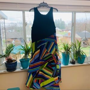 Asymmetrical multicolored dress
